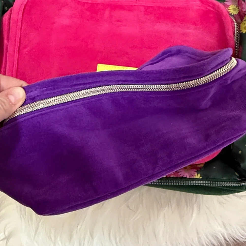 Marc Jacobs Velvet Cosmetic Pouch Set in Purple, Pink & Green - Picture 4 of 6